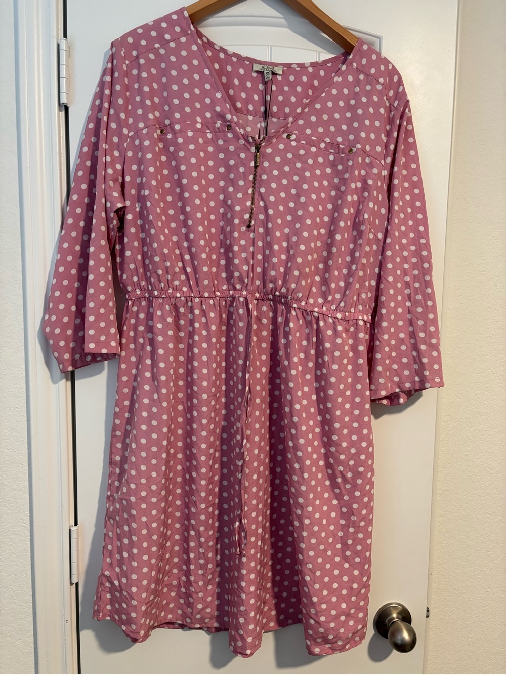 Women's Pink & White Polka Dot Dress 2x Gardenparty momcore